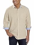 Age of Wisdom Mens Long Sleeve Linen Cotton Blend Button Front Shirt