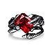 Mens Vintage Black Dragon Claw Gothic Rings 316L Stainless Steel Rock Punk Princess Cut Created Ruby Biker Bands Ring High Polished Size 8
