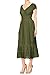 Anna-Kaci Peasant Maiden Boho Inspired Cap Sleeve Lace Trim Maxi Dress, Olive Green, X-Large