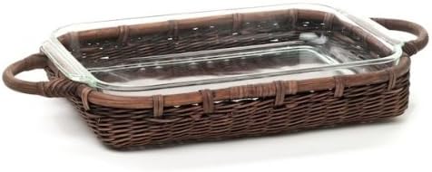 Amazon Com The Basket Lady Wicker Casserole Basket 4 Quart Antique Walnut Brown Home Kitchen