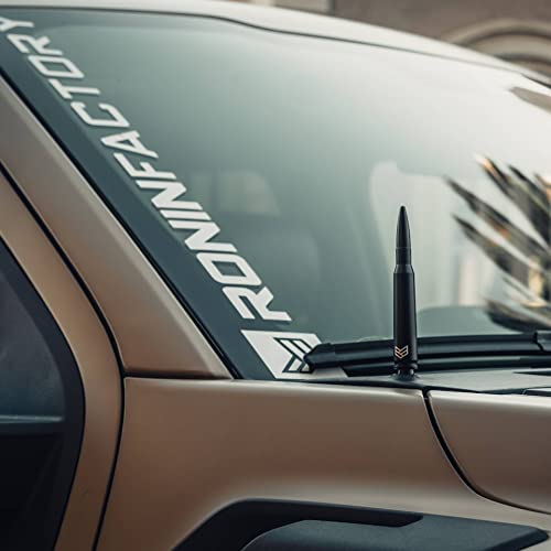 RONIN FACTORY Bullet Antenna Chevy Silverado & GMC Sierra Trucks - 50 Cal Truck Antenna Accessories - Anti Theft - Carwash Safe - Short Replacement Antenna