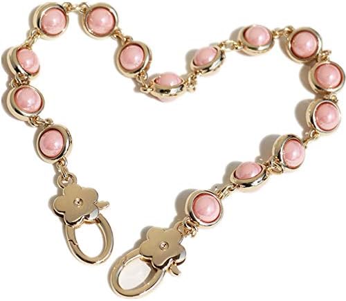 42cm Many Pearl Pendant Shape Chain Strap Replacement Purse Chain Strap for Shoulder Bag/Handbag Bag/Wallet (Pink Pearl)