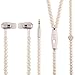 Fashionable Jewelry Pearl Necklace Earphones Headset with Mic Beads 3.5mm in-Ear Earbuds Wired Headphone for iPod, iPhone, Android, BlackBerry, Mp3 Player and All 3.5mm Audio Devices (White)