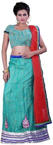 Sonika Green & Red Net 3 Piece Lehenga Choli
