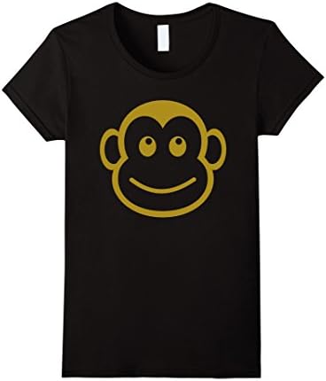 Womens funny T-shirt Emoticon Monkey Smily Face Tshirt. XL Black