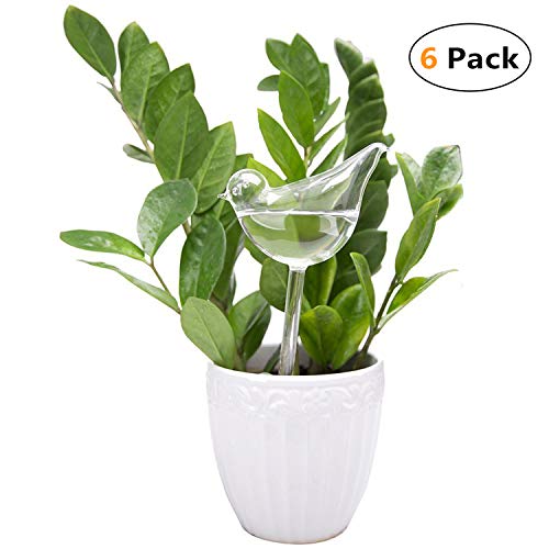 Mkono 6Pcs Self Watering Globe Plant Water Bulbs Bird Shape Design Hand Blown Clear Glass