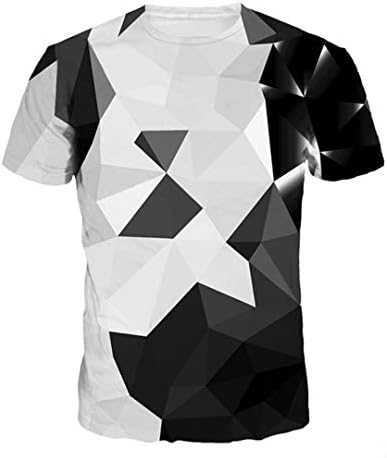 DUUK Color Blocks 3D T Shirt Men Women Summer Casual T-Shirts White Black Diamonds Blocks Tees Funny