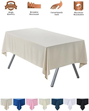 Cieltown Polyester Rectangular Fabric Tablecloth (60 x 102-Inch, beige)