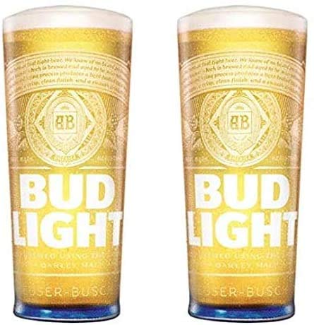 AB INBEV Official 2 x Budweiser Bud Light Half Pint Beer Glass