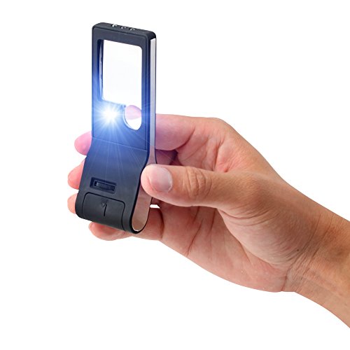 Fancii LED Lighted 3X 10X Small Magnifying Glass with 15X Magnifier