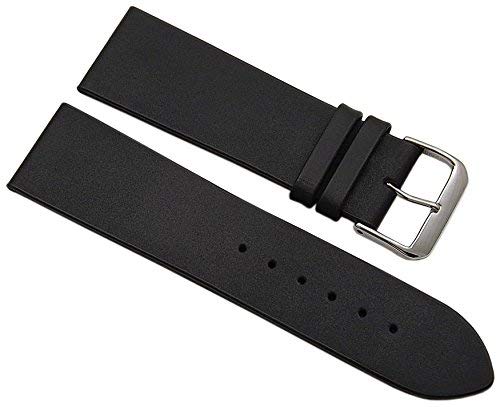 myledershop 24mm Calf leather watch strap band Made in Germany in black with buckle in silver MJ-Design-Germany incl assembly instructions