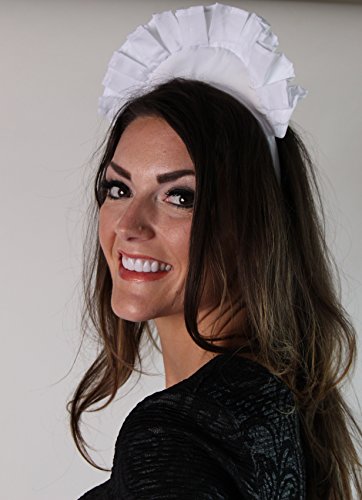 French Maid or Waitress White Headband & Apron Costume Accessory Set - Thumbnail 7