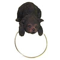 HomeCrafts4U Bear Statue Hand Towel Ring Black Grizzly Figure Bathroom Bath Beach Towel Holder Gold Round Ring Kitchen Wall Large Hanging Decorative