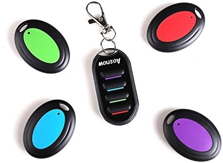 Aosnow Key Finder, Wireless RF Item Locator for Pet, Cell, Wireless RF Remote Item, Wallet Locator-1 Transmitter and 4 Key Finder