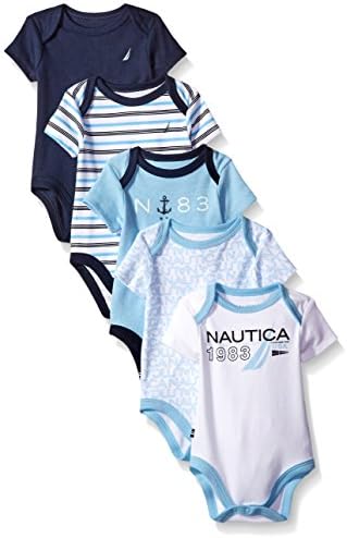 Nautica Boys' Newborn Five-Pack Bodysuits