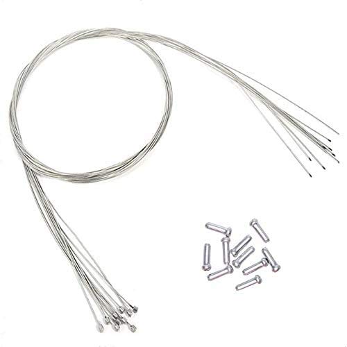 10 x Fahrrad Universal Schaltzug mit 10 x Endhülsen Endkappen aus Stahl Schaltseil Set für Fahrrad Rennrad 1.2mm 200cm