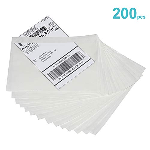 Mionno 7.5" x5.5" Clear Strong Adhesive Invoice Enclosed Pouches, 200pcs Packing List/Shipping Label Envelopes Pouches for Mailing Shipping Business (Long Side Loading)