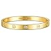 GuqiGuli ♥Valentines Day Gift♥ 14k Yellow/ Rose/ White Gold Plated Fashion Idiom Hinged Bangle Bracelets for Girls and Women, 7