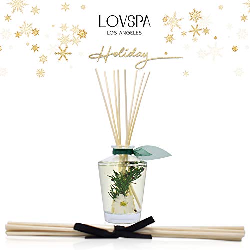 LOVSPA Sparkling Balsam Reed Diffuser Oil Set - Christmas Tree Scent with Pine, Fir Needles, Birch Wood and Amber - Natural Essential Oils and Real Botanicals - Beautiful Holiday Decor - 4.5 Ounces - Thumbnail 2