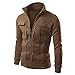 GONKOMA Men's Autumn Winter Long Sleeve Cardigan Coat Jacket Fashion Slim Designed Lapel Outwear Tops