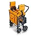 WONDERFOLD W4 Original Quad Stroller Wagon (4 Seater) - Collapsible Wagon Stroller with Seats with 5-Point Harnesses, Easy Access Zipper Door, and Removable Sun Canopy, Orange