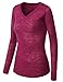 Made By Johnny Women's Lightweight Fitted V-Neck Burnout Long Sleeve Shirt