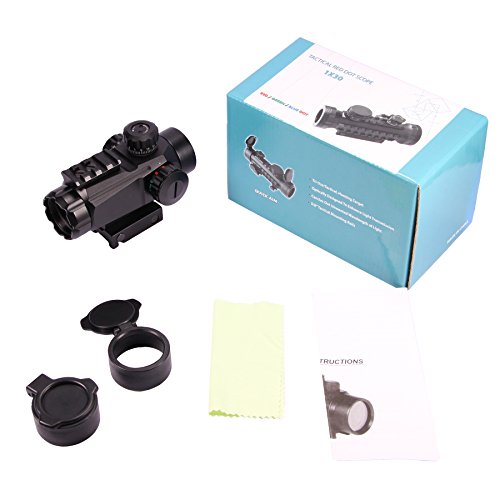 Vokul Tactical Multi Optical Coated 1x35mm Red and Green Dot Scope Sight with Top Weaver Picatinny 7/8" Shotgun Gun Rifle Pistol Mount Battery & Lens Cleaning Cloth for Adjustable Brightness
