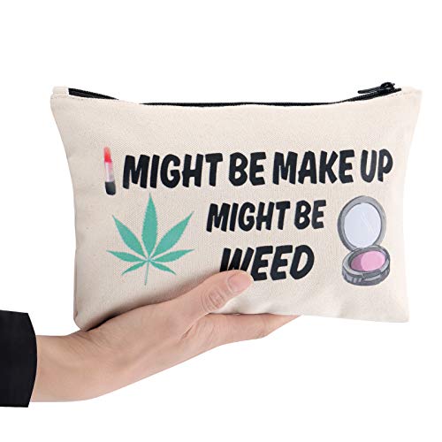 Marijuana Weed Leaf Makeup Cosmetic Bag Funny Cotton Zipper Pouch Cosmetic Travel Bag Toiletry Make Up Case Azone Store