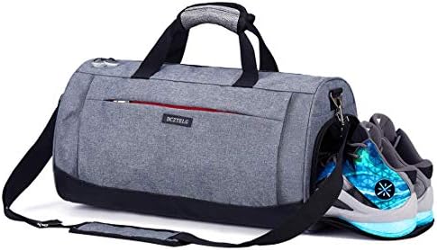 Sports Gym Bag with Shoes Compartment and Wet Pocket,Training Yoga Travel Holdall Duffle Bag for Men and Women (Grey)