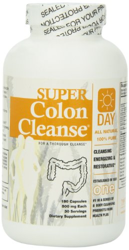 Health Plus Super Colon Cleanse Day Formula, 500 mg, 180 Capsules