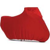 BIHEE Indoor Motorcycle Cover Soft Stretch Dustproof Cover Compatible with All Motor, 96 inches,Red