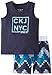 Calvin Klein Baby-Boys Infant Navy Tank Top with Microfiber Shorts