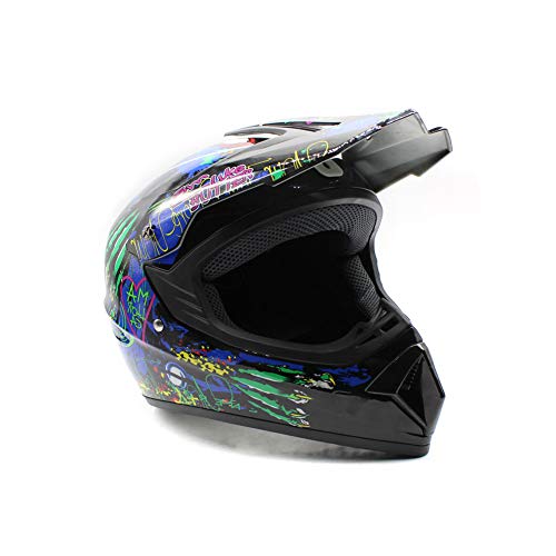 WUPYI Youth Kids Motocross Helmets Offroad Helmet Gloves Goggles DOT Certification Motocross Helmet Motorcycle ATV Dirt Bike (Fashion 1 L)