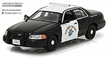 2008 Ford Crown Victoria Police Interceptor Car California Highway Patrol, Black w/White - Greenlight 86086 - 1/43 Scale Diecast Model Toy Car