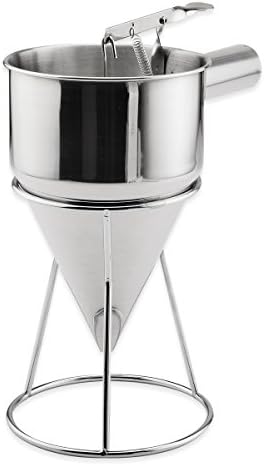 LONGLISHENG Octopus Balls Maker Stainless Steel Press Funnel with Rack DIY Baking Tool
