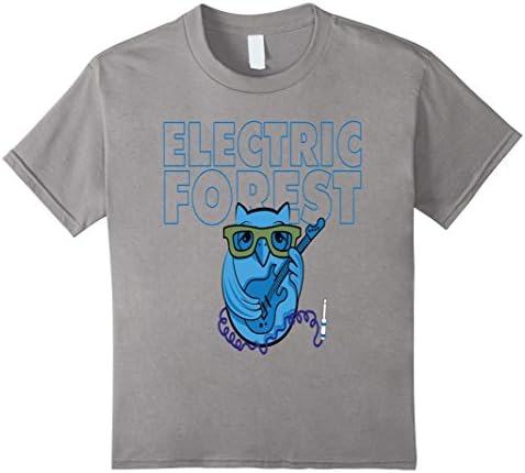 Kids Electric Forest Guitar Owl Funny Tees 10 Slate