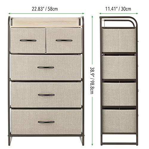 mDesign Tall Dresser Storage Chest - Vanity Furniture Cabinet Tower Unit for Bedroom, Office ...