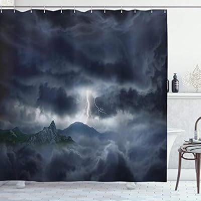 Amazon Com Ambesonne Nature Shower Curtain Dark Stormy Sky Over Mountains Like Fictional Powerful Nature Image Cloth Fabric Bathroom Decor Set With Hooks 70 Long Blue Home Kitchen
