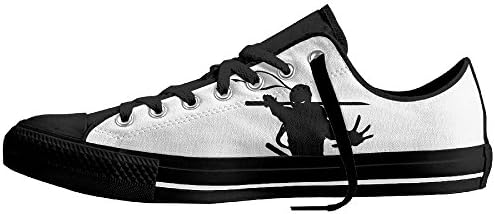 PerfectA Ninja Illustration Cartoon Design Classic Canvas Sneakers Shoes Lace Up Unisex Low Top
