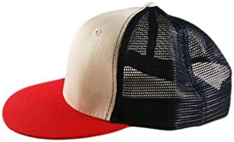 Trucker Style Mesh Snap-back Cap (Red White Navy)