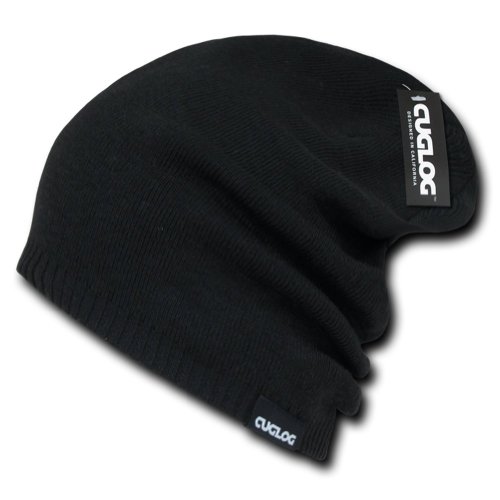 CUGLOG Genuine 1-Tone Long Beanie Hat - Black