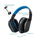Bluetooth Gaming Headset, Kotion Each B3506 V4.1 Wireless Foldable Gaming Headphones with Microphone for PC Computer PS4 iPhone iPad (Black Blue)