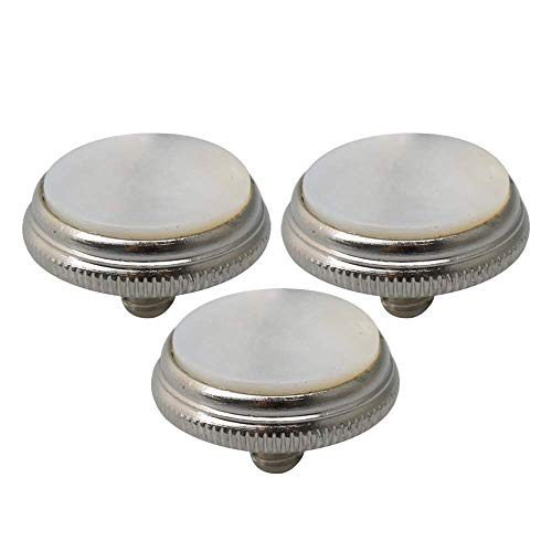 Lheng 3Pcs Trumpet Valve Finger Buttons Musical Instruments Accessories Silver with White Shell Inlay