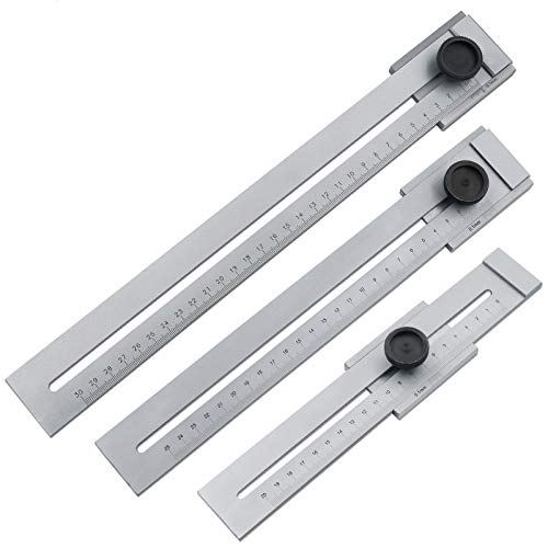 BE-TOOL 0-200mm Stainless Steel Marking Gauge，Woodworking Measuring Tools Metal Marking Gauge, Light Gray (1 Piece)