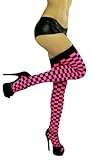 ToBeInStyle Women's Checkered Wide Elastic Band Thigh Hi Stocking