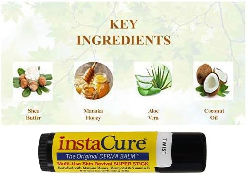 INSTACURE Original Derma Balm Jumbo-Sized Skin Repair Stick w/Manuka Honey. Eczema, Psoriasis Dry Skin Relief. Revive Knuckles Cuticles Lips Hands Knees & Feet. All Natural (2-Pack)