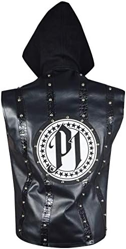 P1 Authentic AJ Styles WWE Black/Carolina Sheep Leather Vest