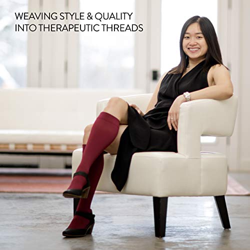 VIM & VIGR Cotton 15-20 mmHg Graduated Compression Socks for Women & Men (Arcade Stripes Hunter & Raspberry, M/L)