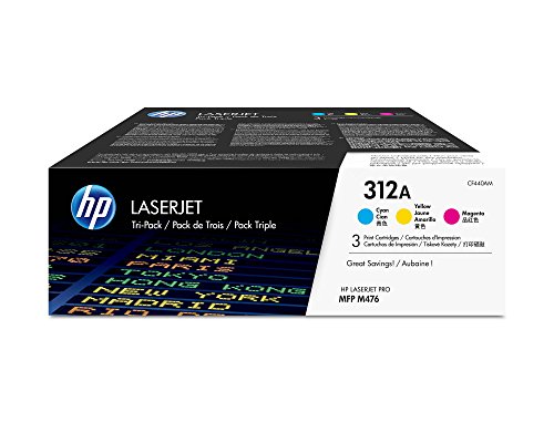 HP 312A (CF440AM) Cyan, Magenta & Yellow Original LaserJet Toner Cartridges, 3 Cartridges