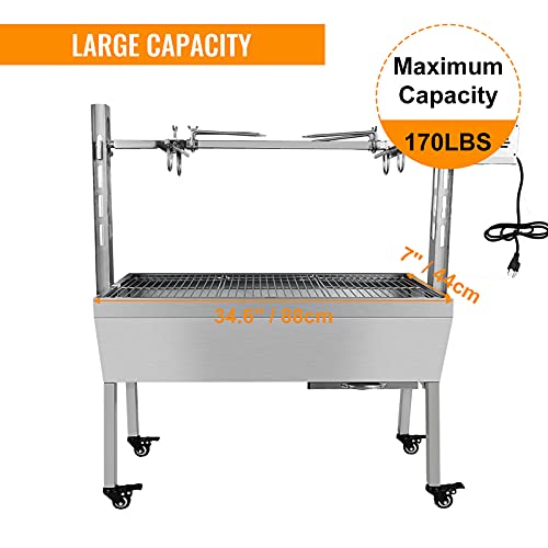 Rotisserie Grill Roaster 154 LBS/70 KG Stainless Steel With 25W Motor